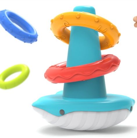 知育玩具 虹色重ね輪投げタワー積み木セット