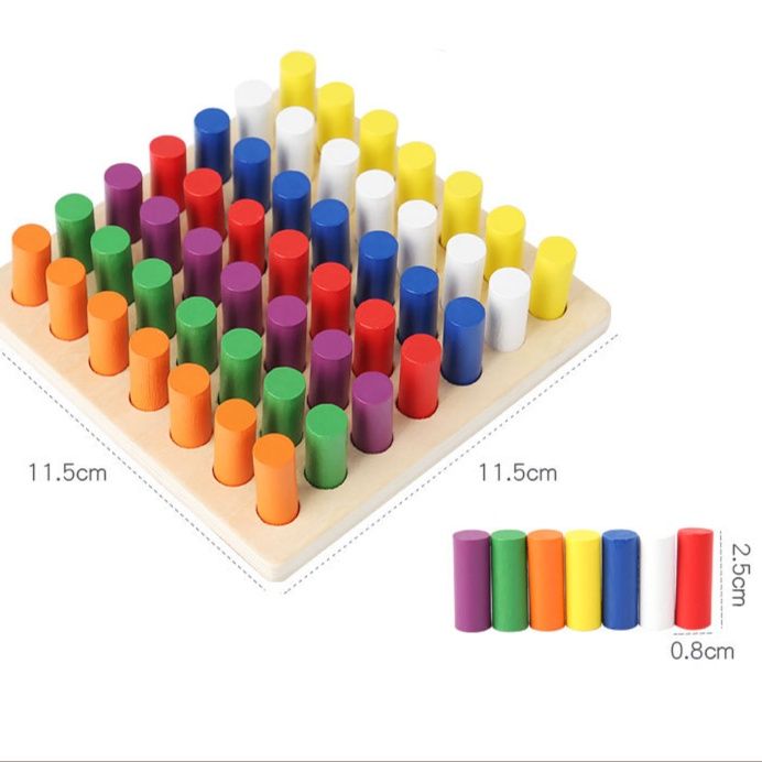 知育玩具 木製ペグさし遊び 円柱棒パズル