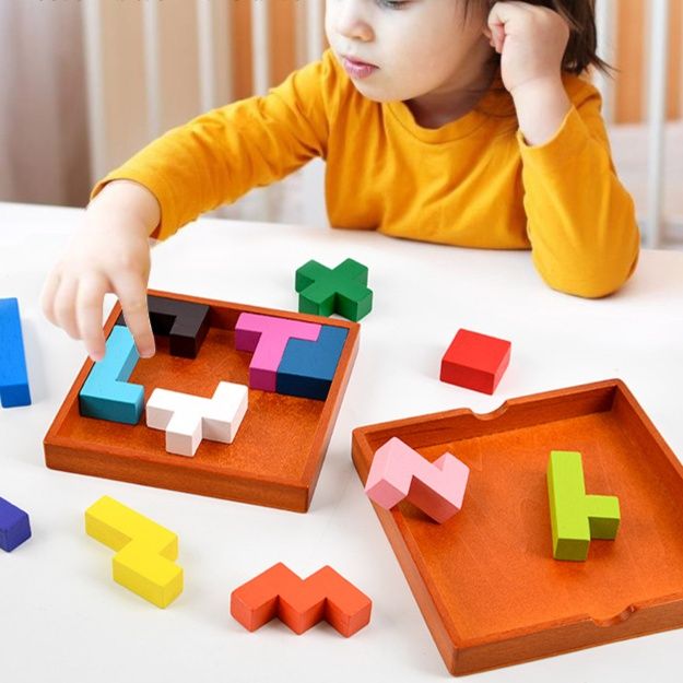 知育玩具 木製立体パズル組み合わせブロックゲーム