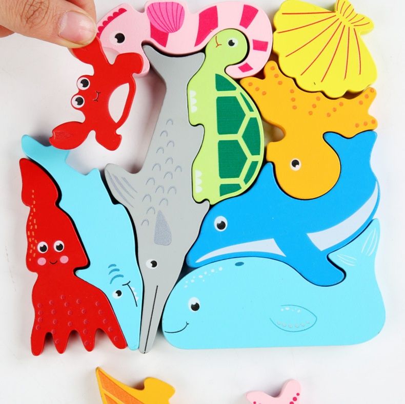 知育玩具 海の仲間たち立体パズルボックス