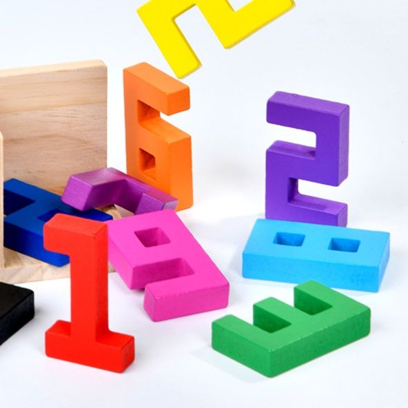 知育玩具 立体組み合わせ型はめ木製パズル