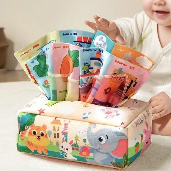 知育玩具 やわらか布絵本ティッシュボックス遊びセット