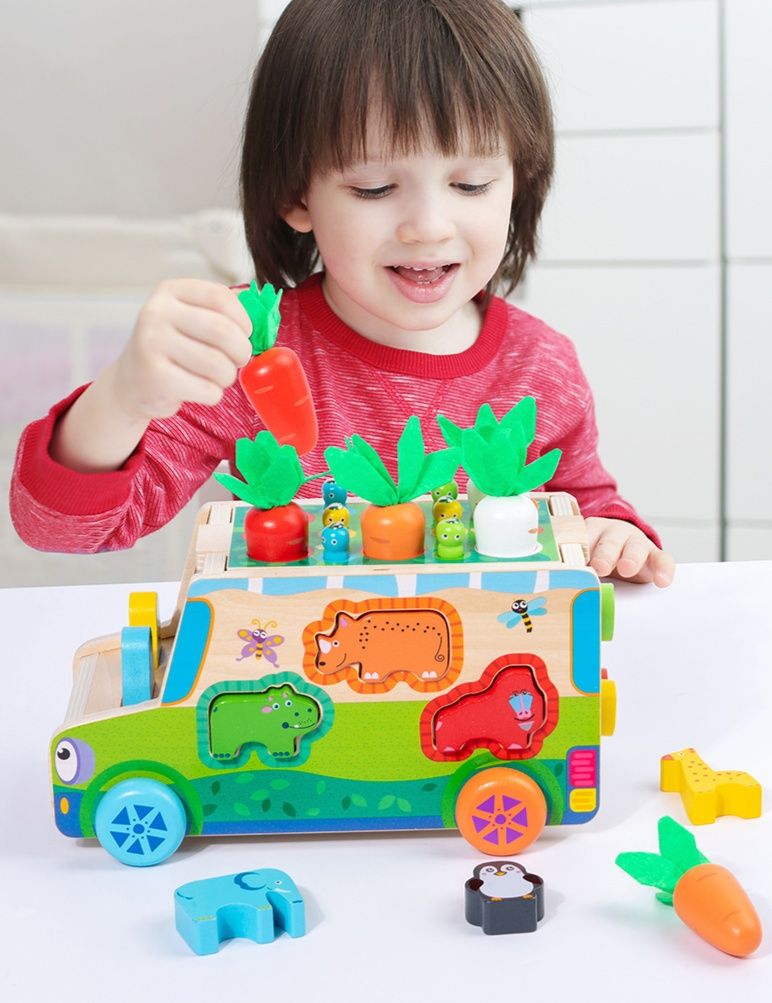 知育玩具 動物バス型野菜抜き差し遊び知育玩具