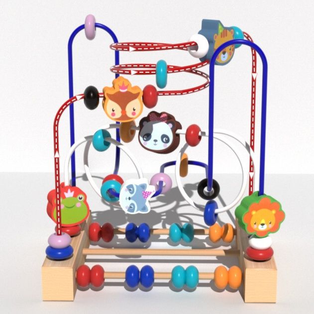 知育玩具モンテッソーリ 動物と数遊び立体迷路ビーズコースター