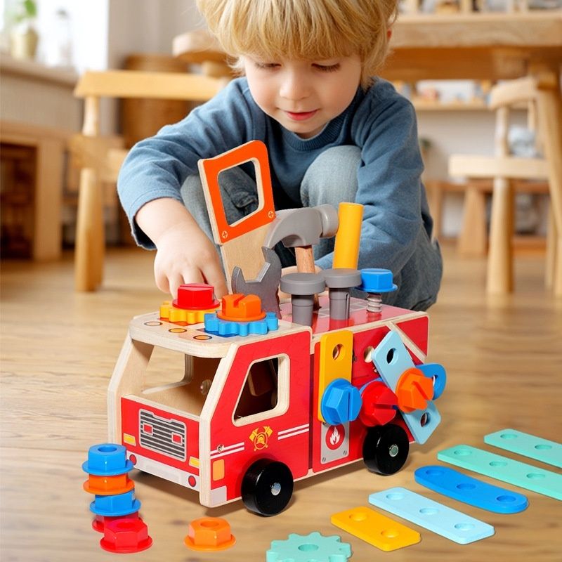 知育玩具 組み立て工具付き消防車大工さんごっこ2歳児遊びセット