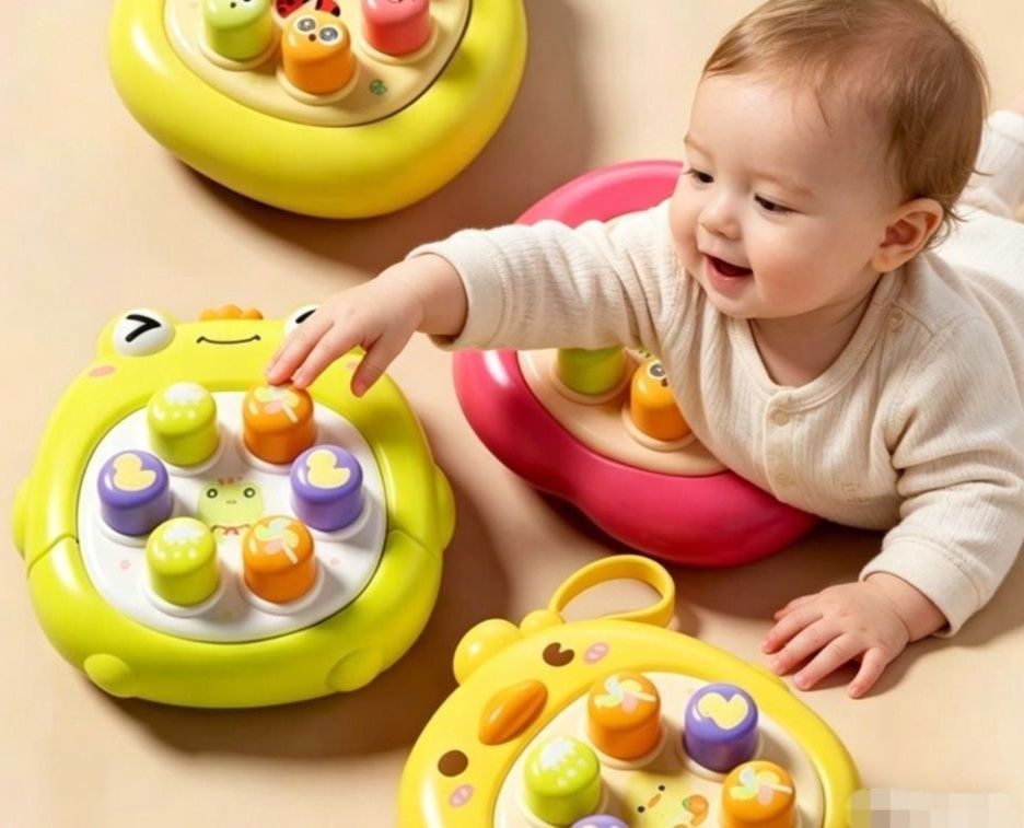  0歳児用もぐらたたき感覚の押しボタン知育玩具