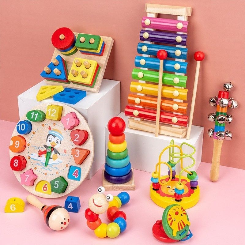知育玩具 4歳木製知育玩具セット8点 数字と形の学習おもちゃ