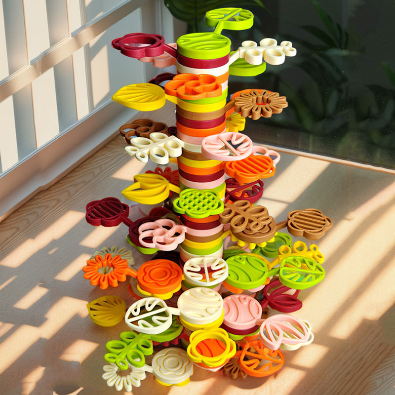知育玩具 お花の模様つみあげバランスゲーム