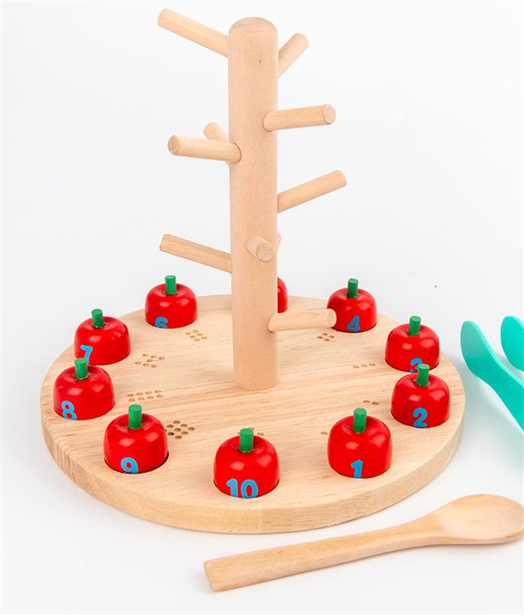 3歳から楽しむりんご狩り数学遊び　木製知育玩具