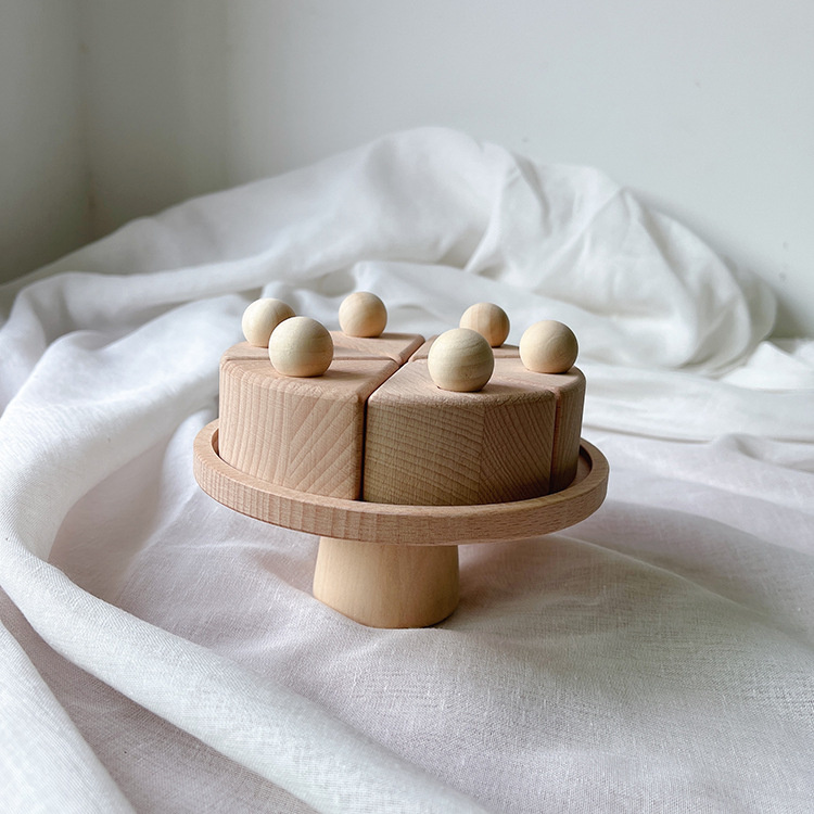モンテッソーリ 木製原木ケーキ 誕生日おままごと知育玩具