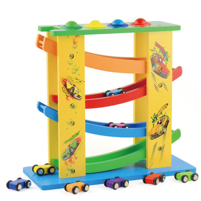 知育玩具 四段坂道くるまころころタワー