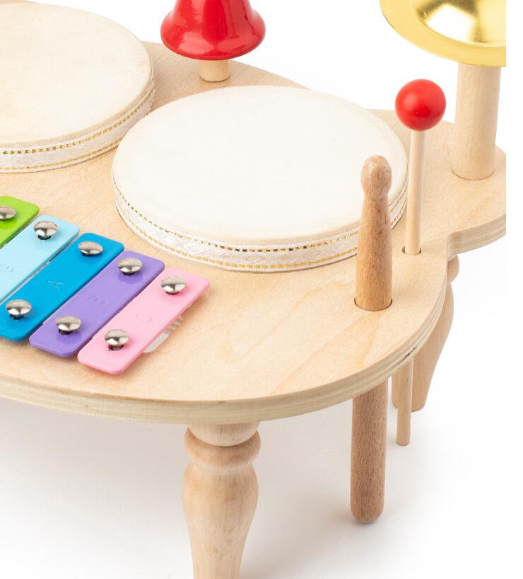 知育玩具 3歳から始める木製音楽台 太鼓と鉄琴セット