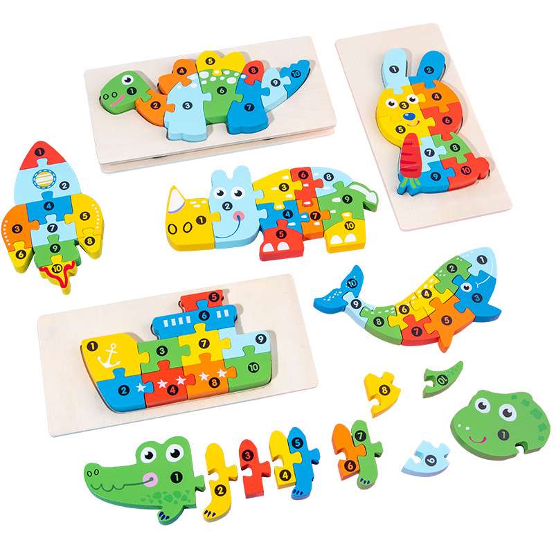 知育玩具  動物パズルブロック数字あそび