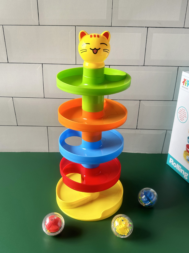 知育玩具 にゃんこタワー すくすくボール転がし