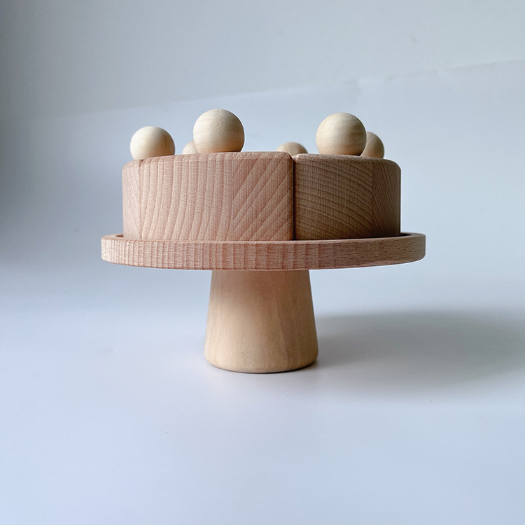 モンテッソーリ 木製原木ケーキ 誕生日おままごと知育玩具