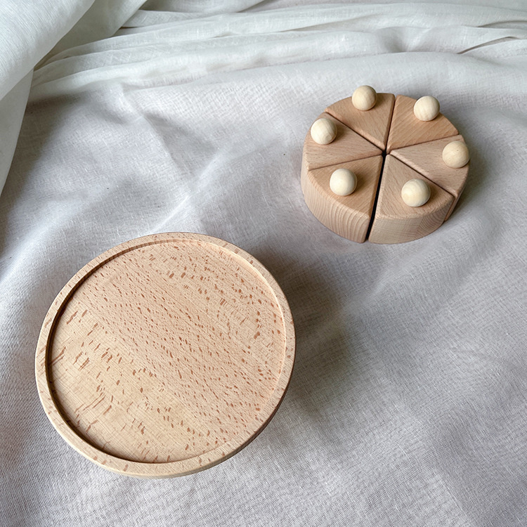 モンテッソーリ 木製原木ケーキ 誕生日おままごと知育玩具