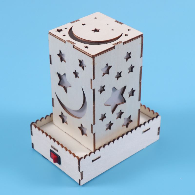 知育玩具 天体模様の光る木製ランプ