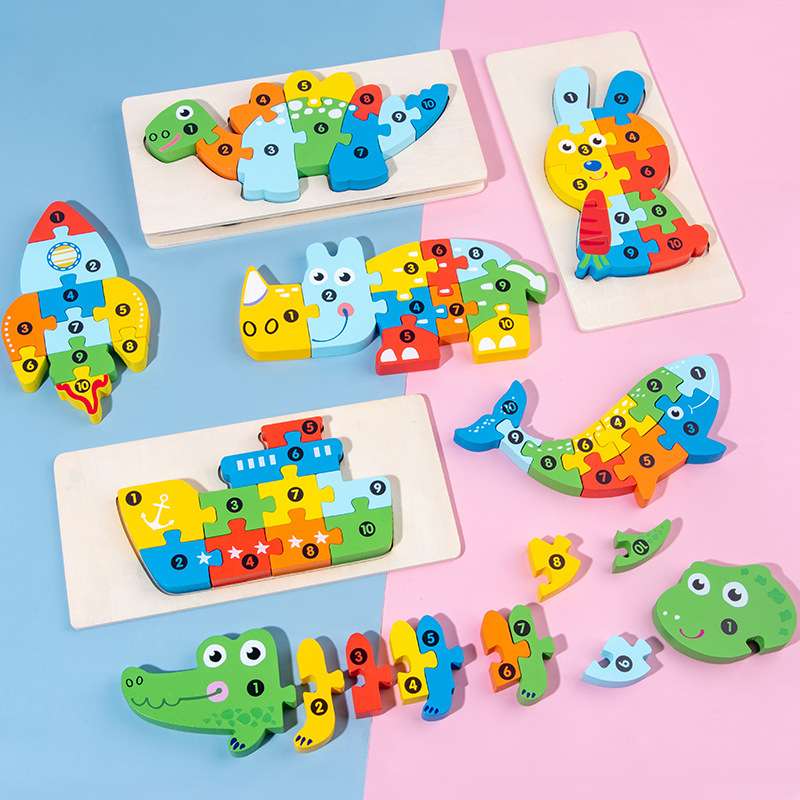 知育玩具  動物パズルブロック数字あそび