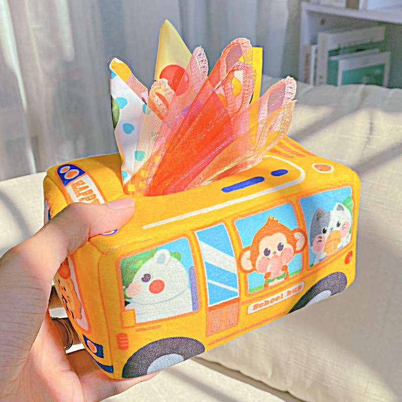 知育玩具 動物学園バス型ティッシュケース