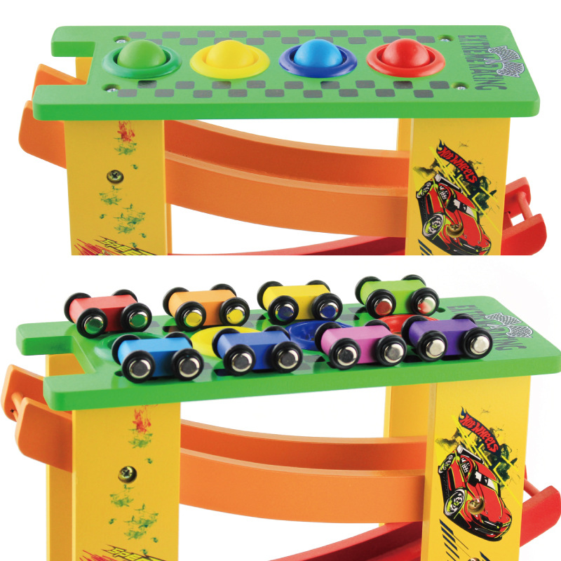 知育玩具 四段坂道くるまころころタワー
