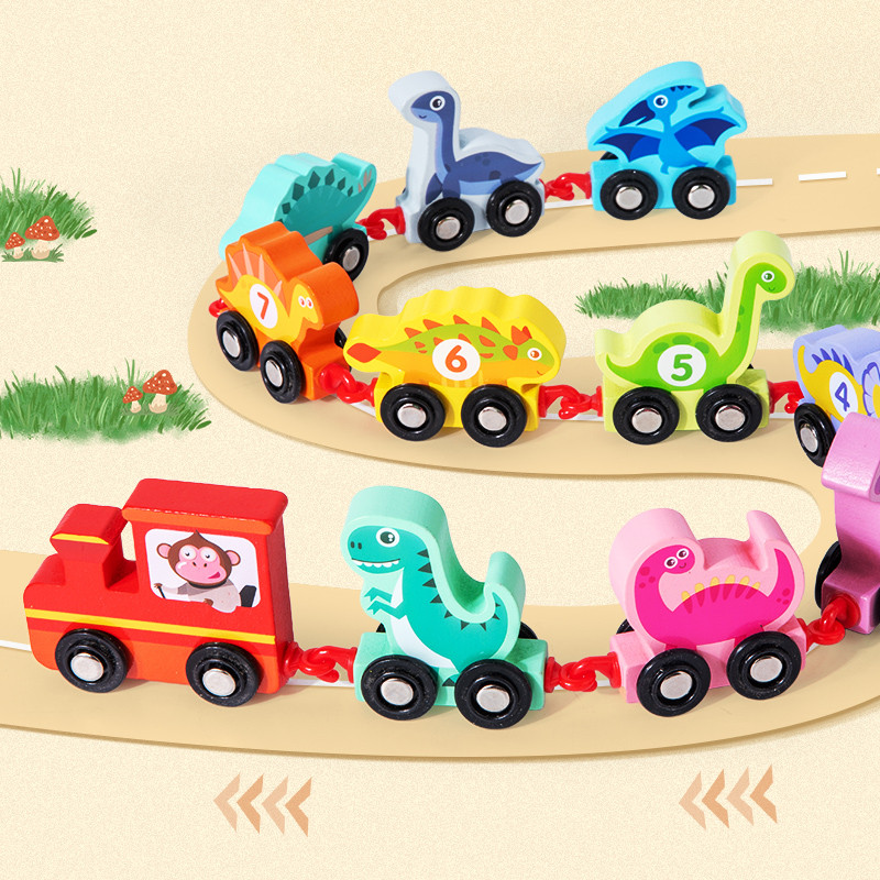 知育玩具 恐竜と動物の磁石列車セット