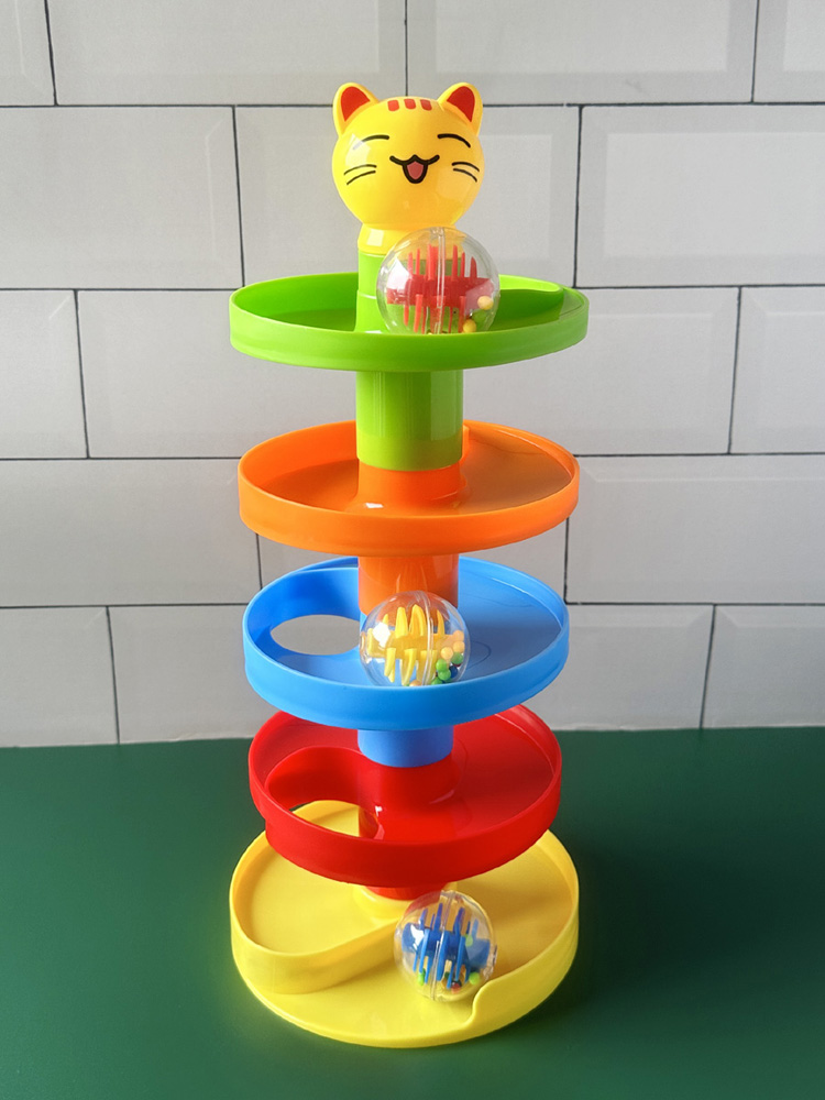 知育玩具 にゃんこタワー すくすくボール転がし