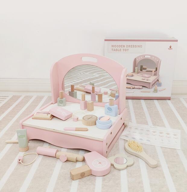 モンテッソーリ 知育玩具　木製化粧台おままごとセット