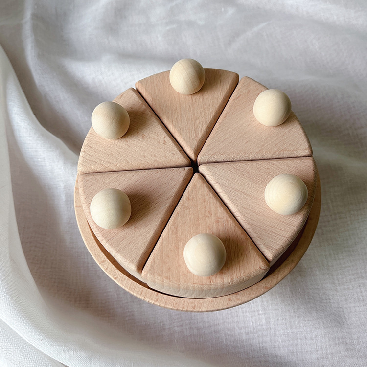 モンテッソーリ 木製原木ケーキ 誕生日おままごと知育玩具