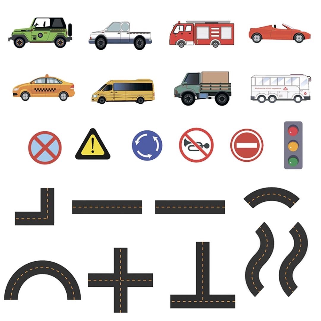 3歳からのお風呂用道路と車のはり絵　知育玩具