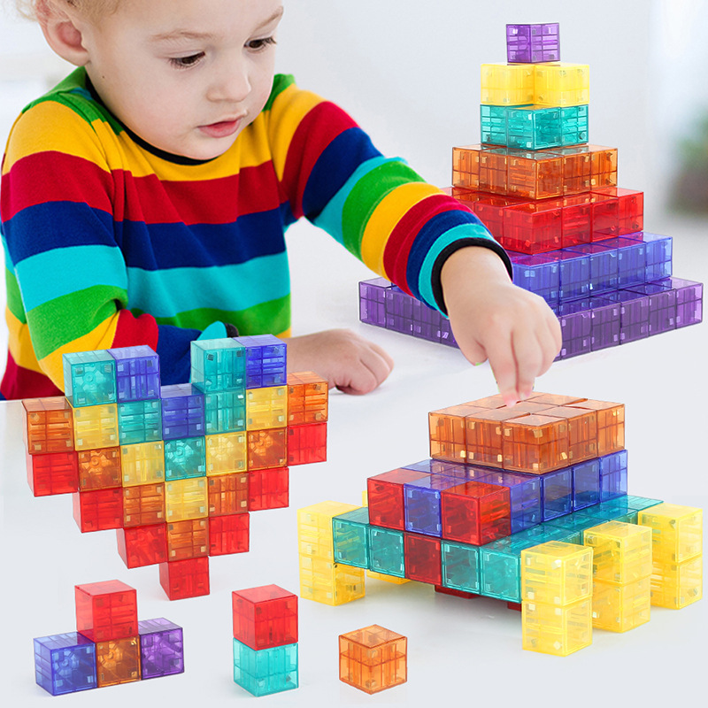 知育玩具 光る立体パズル マグビルド