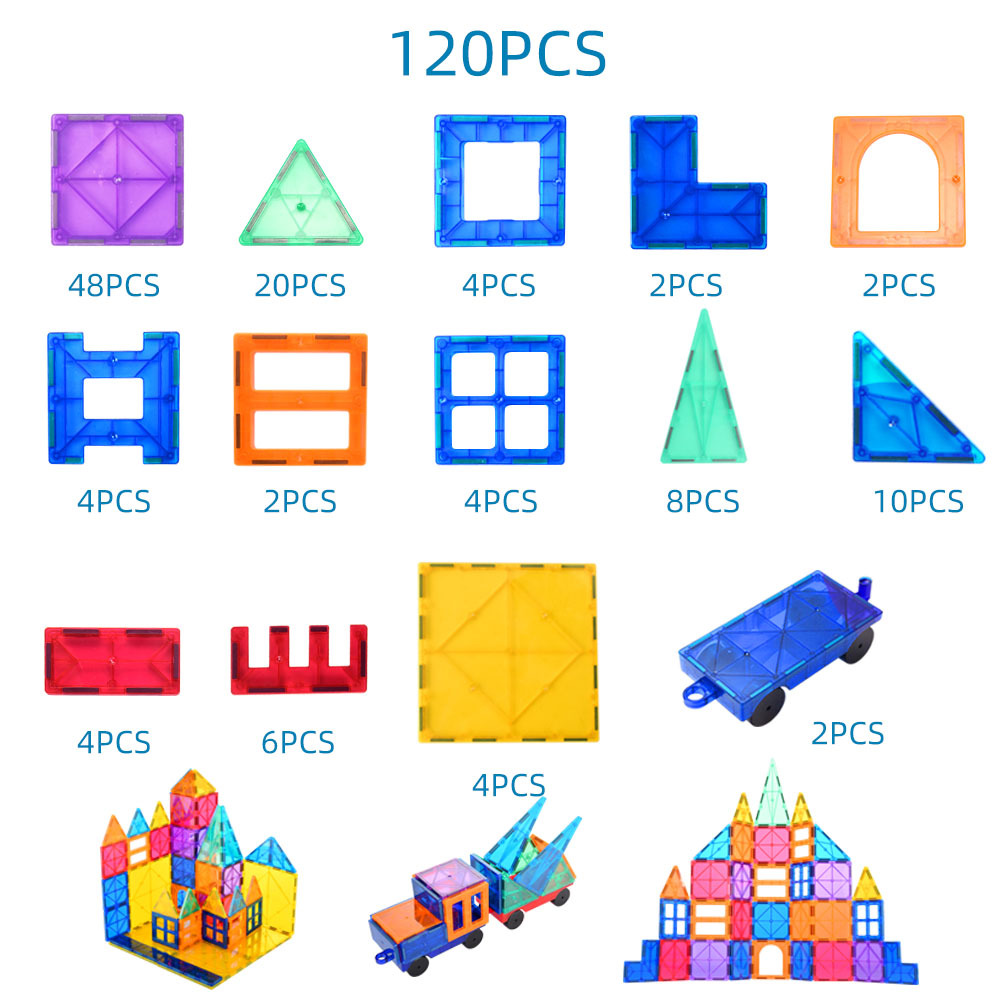 知育玩具 磁石でくっつく立体図形ブロック百二十個セット