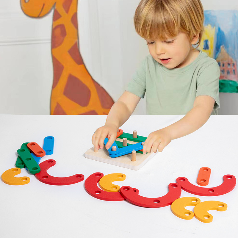 木製数字学習パズル 多色組み立て知育玩具 子供用
