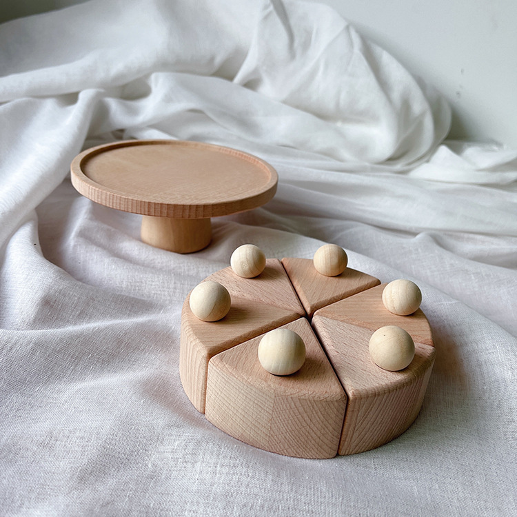 モンテッソーリ 木製原木ケーキ 誕生日おままごと知育玩具