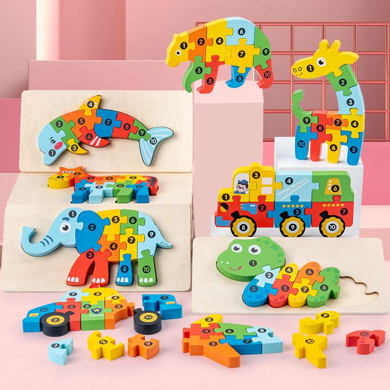 知育玩具  動物パズルブロック数字あそび