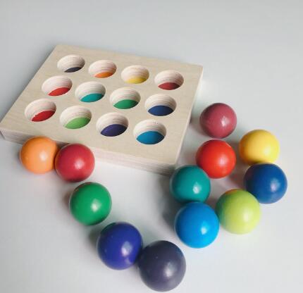 木製ビー玉転がし虹色音楽樹　知育玩具