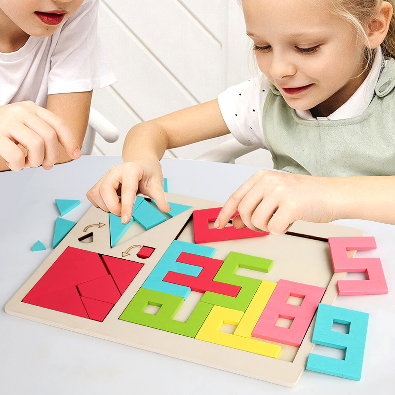 知育玩具 三合一空間図形パズル思考力数字育成セット