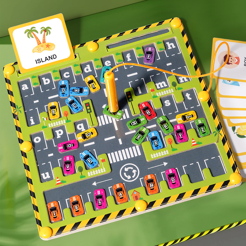 知育玩具6歳 英語の文字と単語を覚える道路迷路パズル