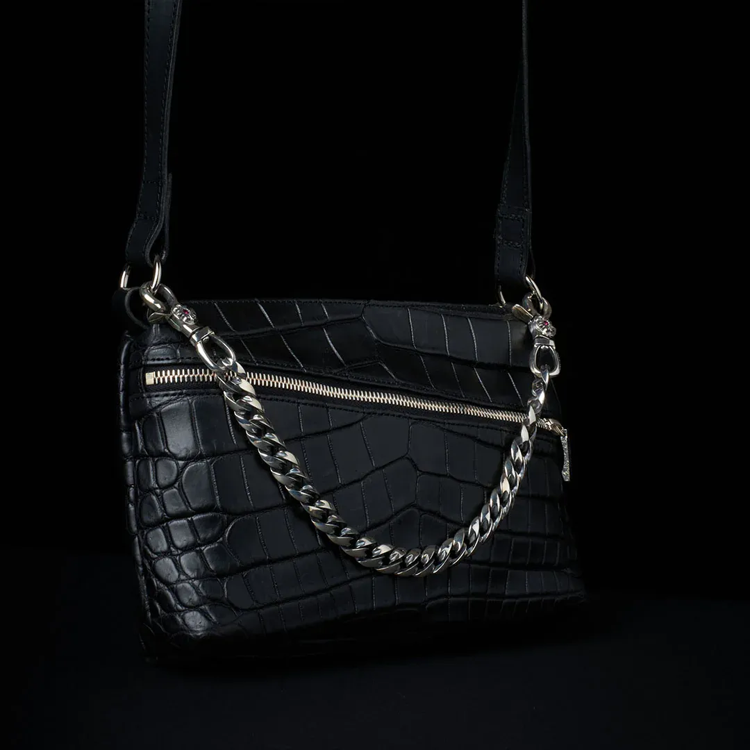 CROCODILE MINI SHOULDER BAG　シルバーチェーン付き