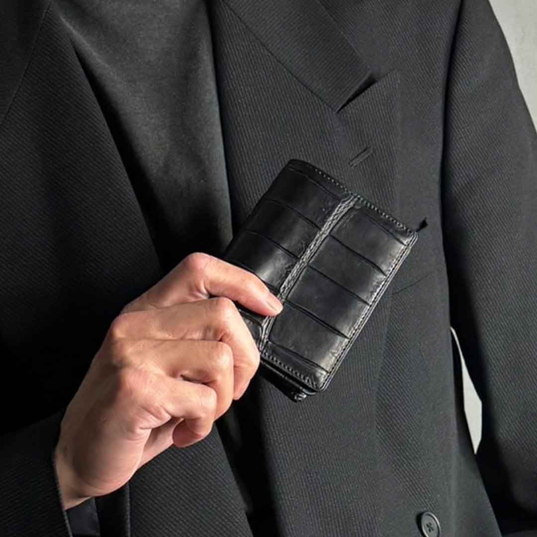 CROCODILE CARD CASE SUMIBLACK