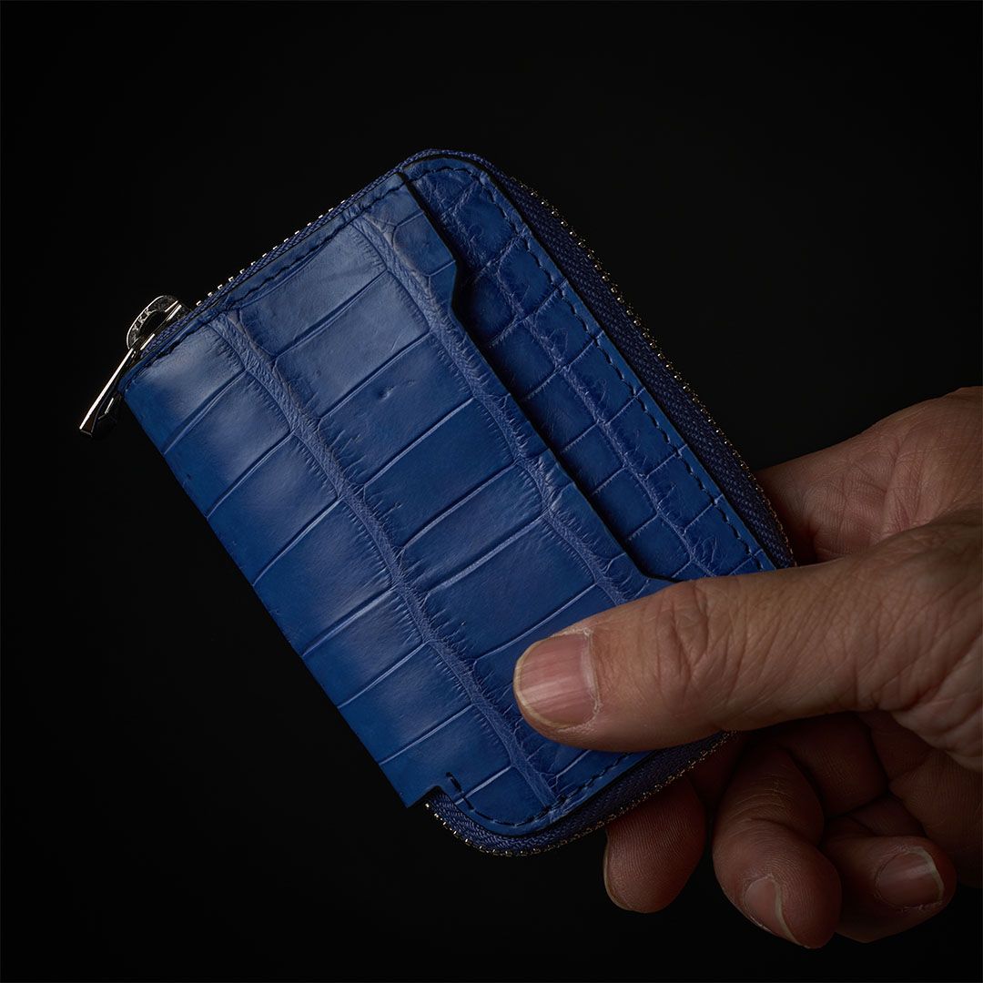 CRISTY COIN CARD WLT / CROCO ILブルー