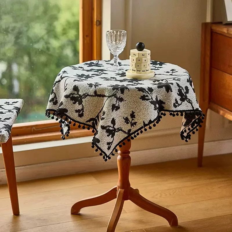 テーブルクロス 花模様シルエット織りテーブルクロス布 布|テーブル