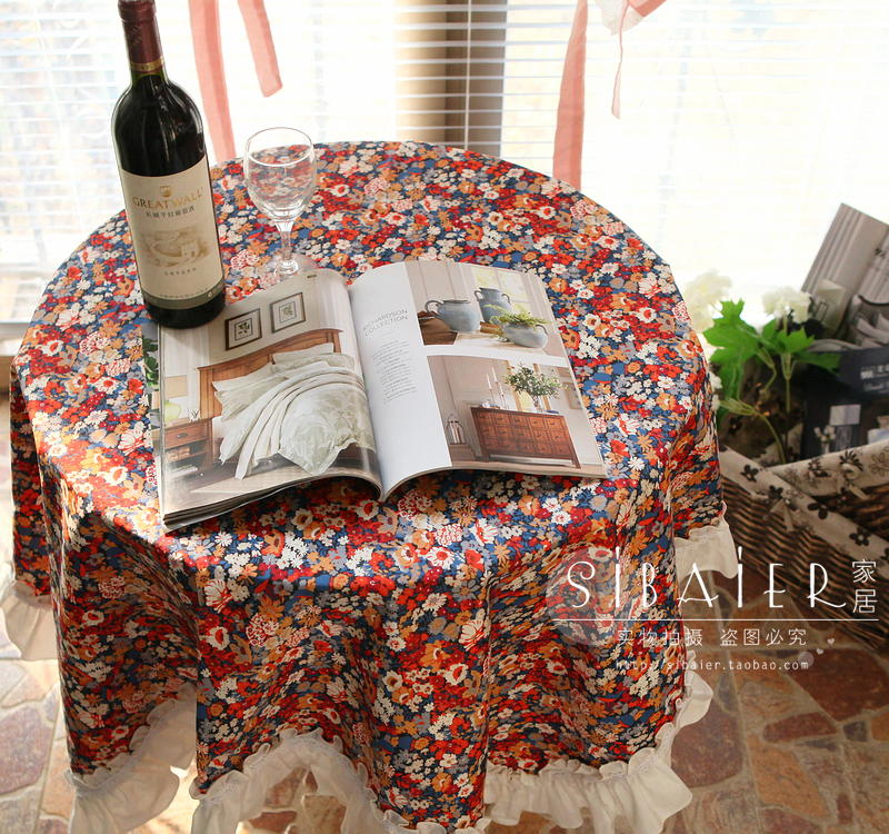 花柄小花模様フリル付きテーブルクロス