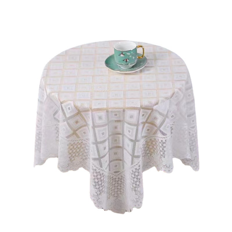 テーブルクロス 幾何学模様レース編み透かし円形テーブルクロス布