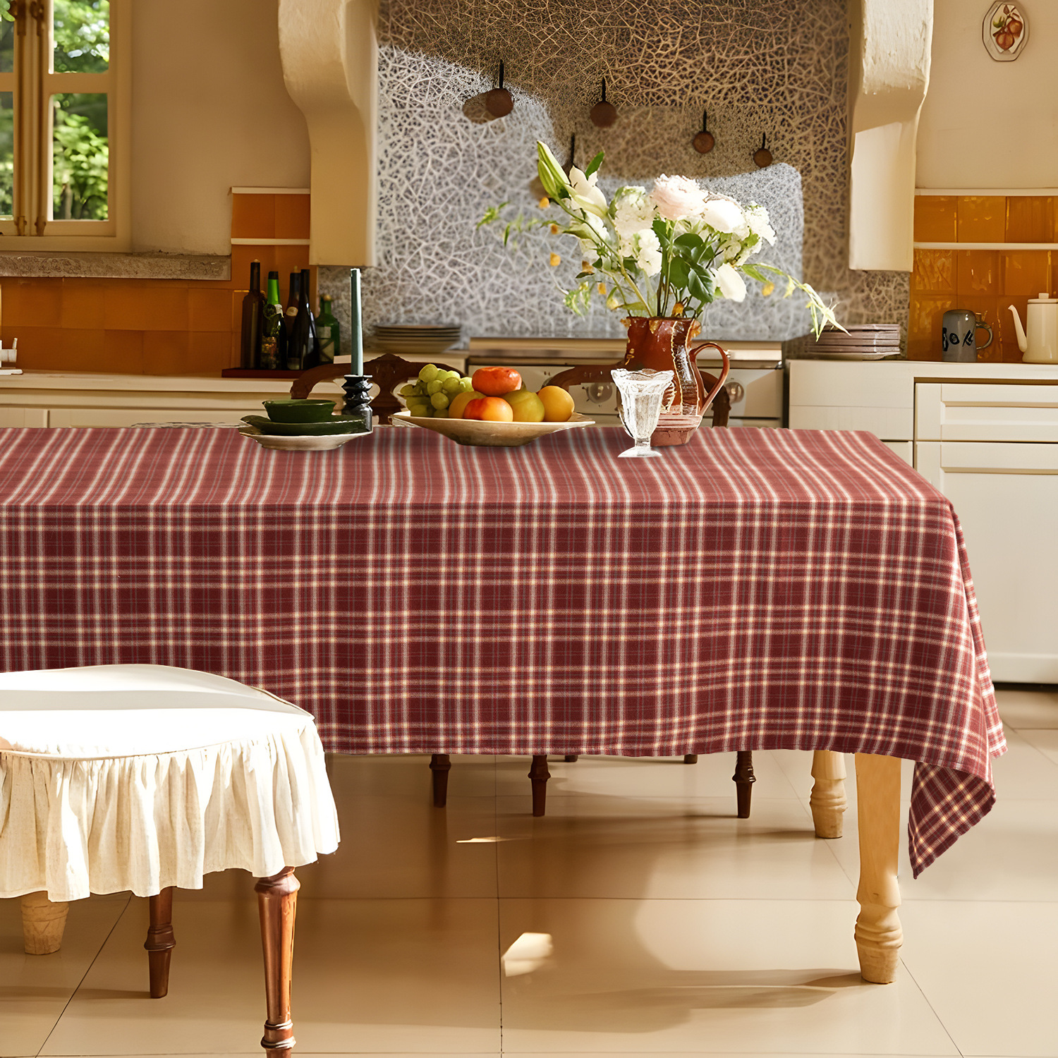 テーブルクロス 温もり感じる伝統格子柄テーブルクロス