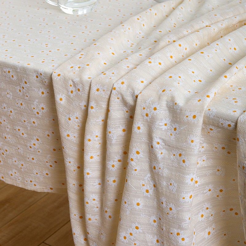 テーブルクロス 布 小花刺繍タッセル付きクロス