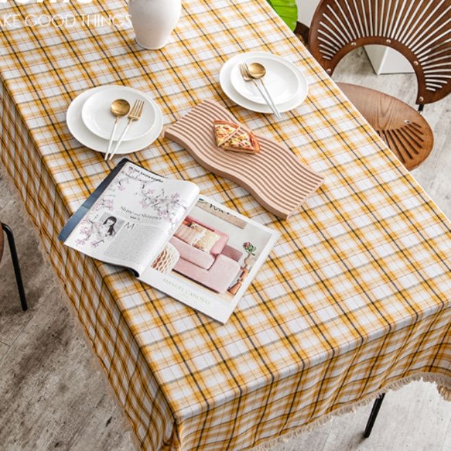 テーブルクロス 北欧風格子柄テーブルクロス