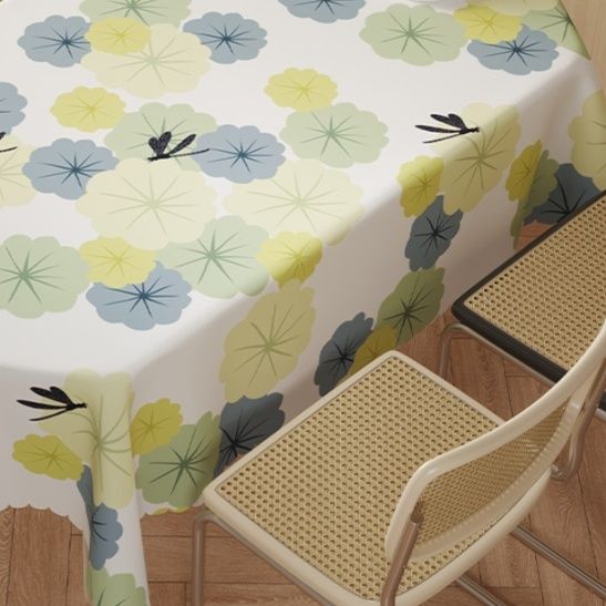 テーブルクロス 蓮の葉模様防水機能付きテーブルクロス