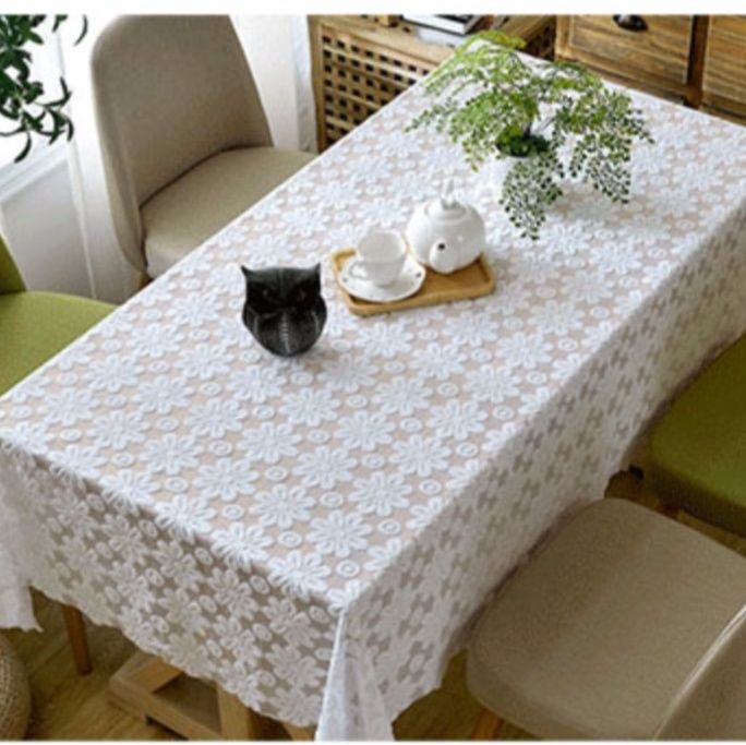 テーブルクロス 花模様刺繍レーステーブルクロス