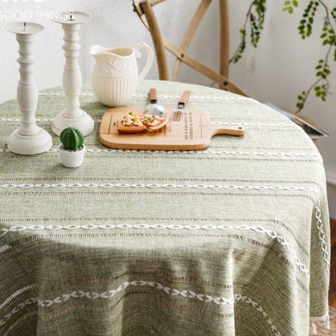 テーブルクロス 北欧風房飾り織りタッセル付きテーブルクロス