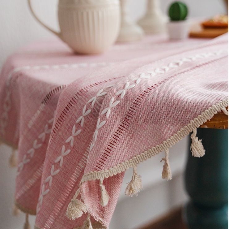 テーブルクロス 北欧風房飾り織りタッセル付きテーブルクロス